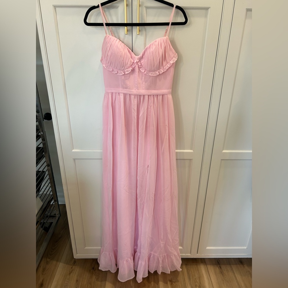 Revelry Pink Spaghetti-Strap Chiffon Maxi Dress
